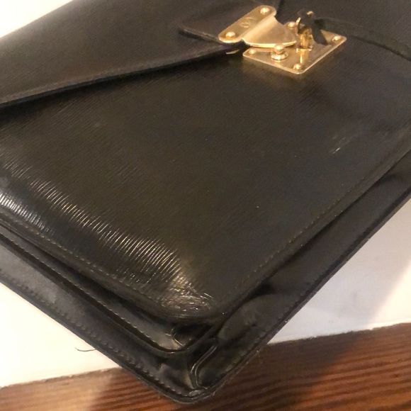 LOUIS VUITTON Black EPI Leather Serviette Ambassador Briefcase Tote Bag & Key - Picture 13 of 17